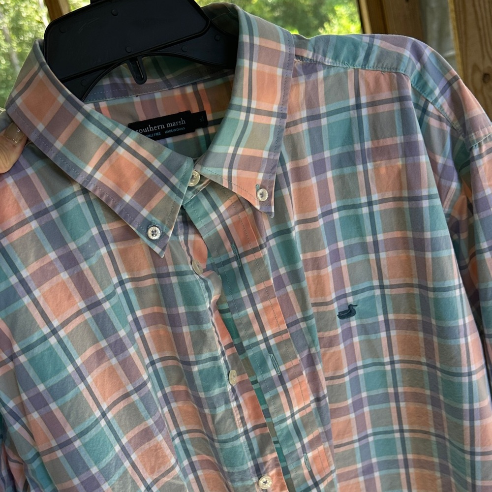 🚨Southern Marsh Men's Pastel Plaid Button Down Shirt Long Sleeve XL